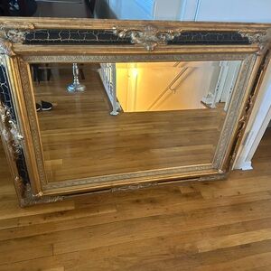 Vintage Gold and Black Ornate Wall Mirror